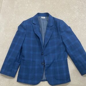 Isaac Mizrahi boys  Navy Checkered plaid blazer size 7